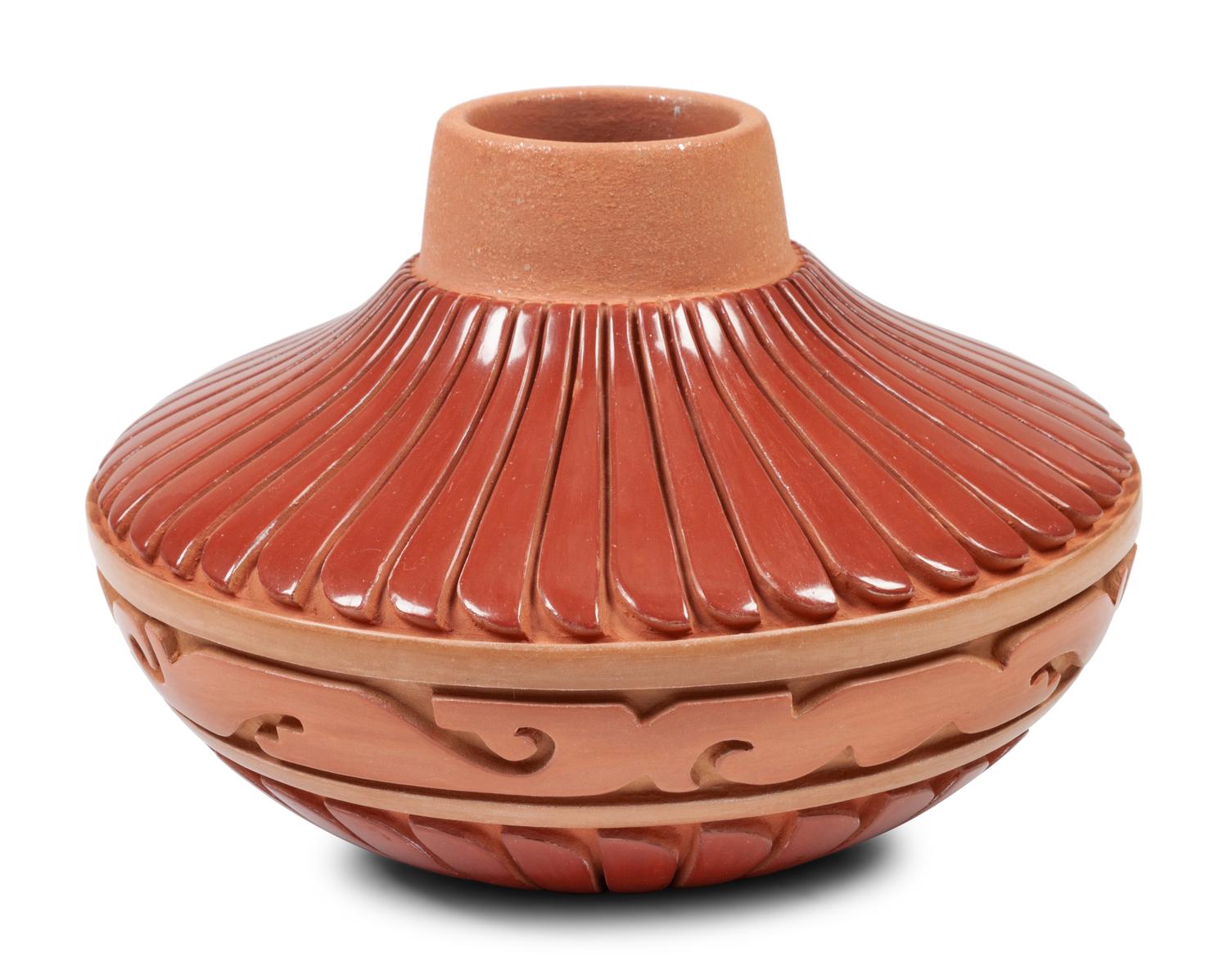 Carved Micaceous Redware Jar, with Avanyu
