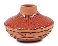 Carved Micaceous Redware Jar, with Avanyu