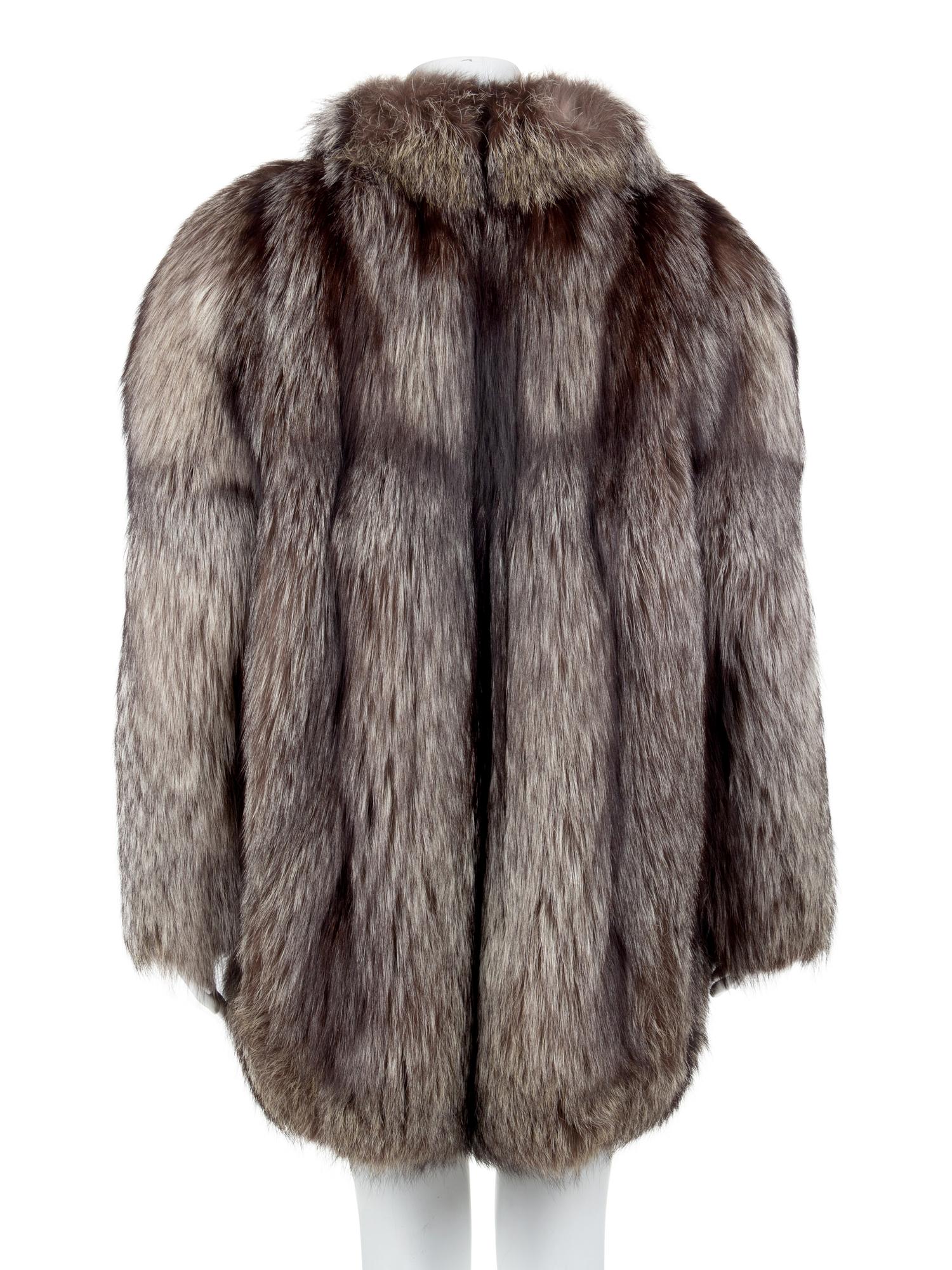 Chocolate Silver Combo Fox Fur Coat, 1990's-2000's