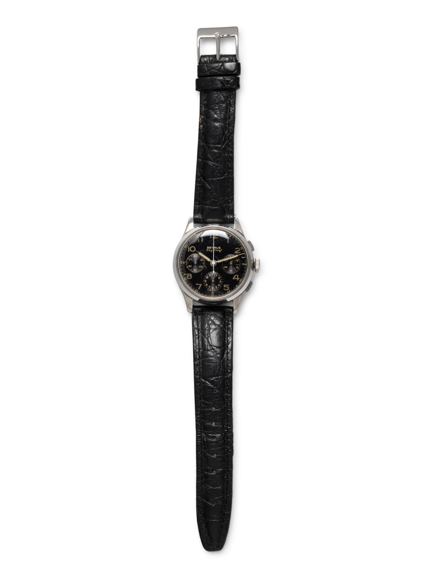 BENRUS, STAINLESS STEEL 'SKY CHIEF' CHRONOGRAPH WATCH