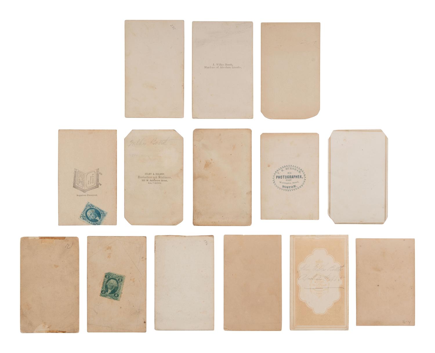 [LINCOLN ASSASSINATION]. A photographic study of John Wilkes Booth in 14 CDVs.
