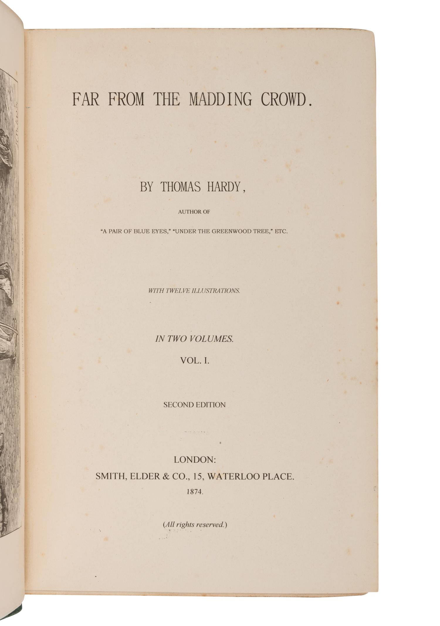 HARDY, Thomas (1840-1928). Far From the Madding Crowd . London: Smith, Elder & Co., 1874 [but 1875].