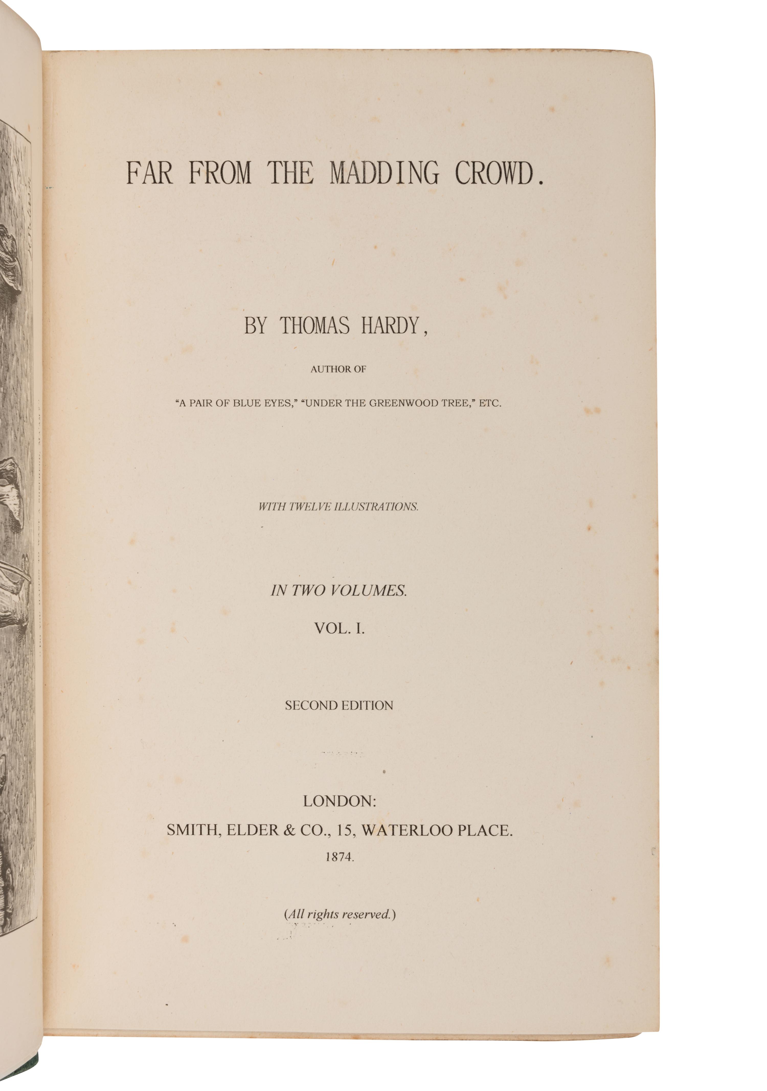 HARDY, Thomas (1840-1928). Far From the Madding Crowd . London: Smith, Elder & Co., 1874 [but 1875].