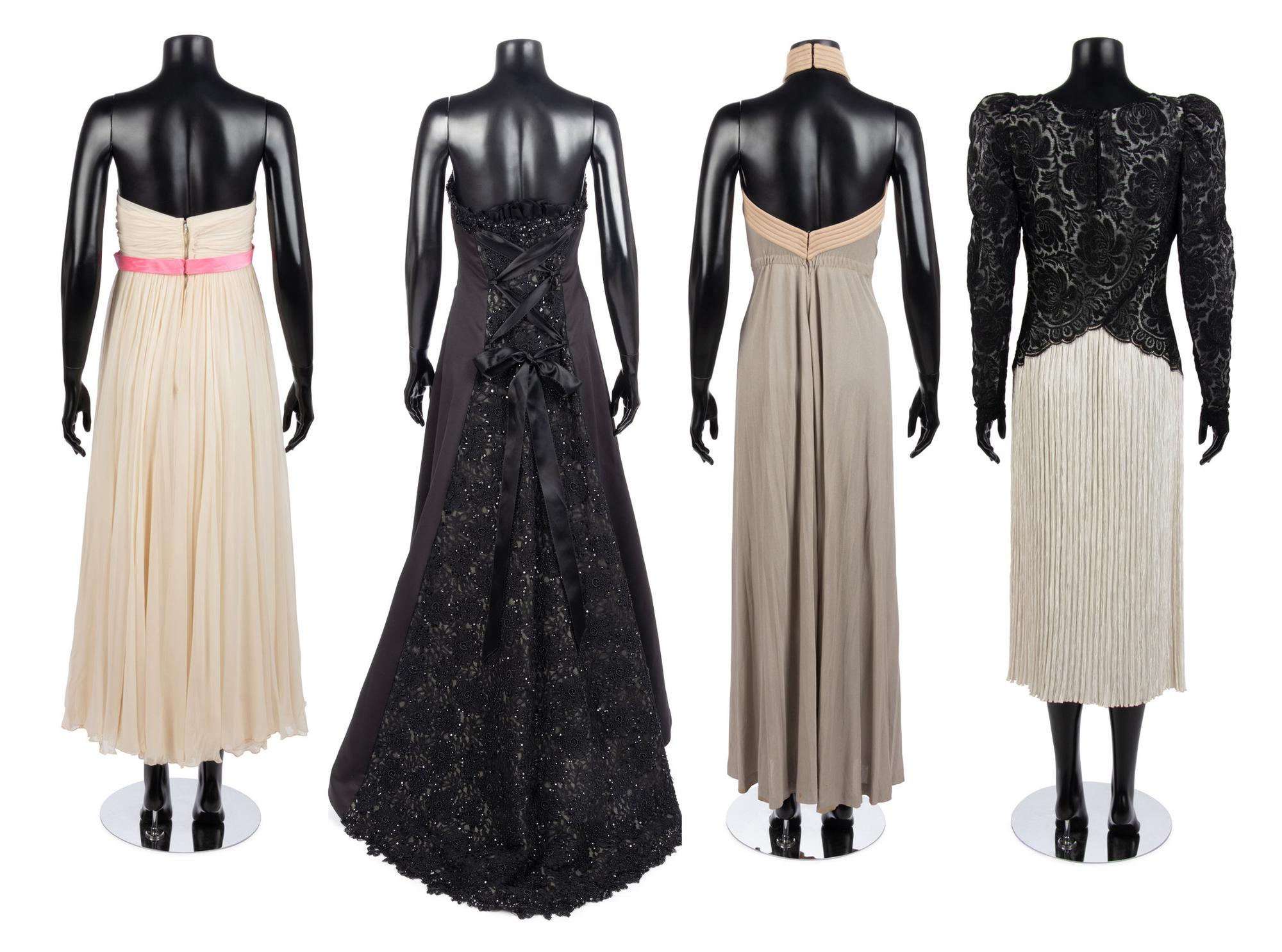 Four Vintage Designer Evening Dresses; One Galanos, One McFadden, One Sarmi, One Sam Carlin, 1970-90s