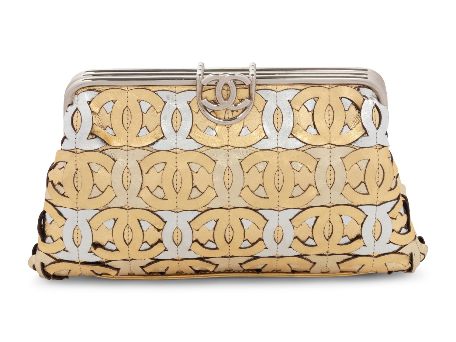 Chanel Die-Cut CC Metallic Leather Frame Clutch Bag, 2008-09