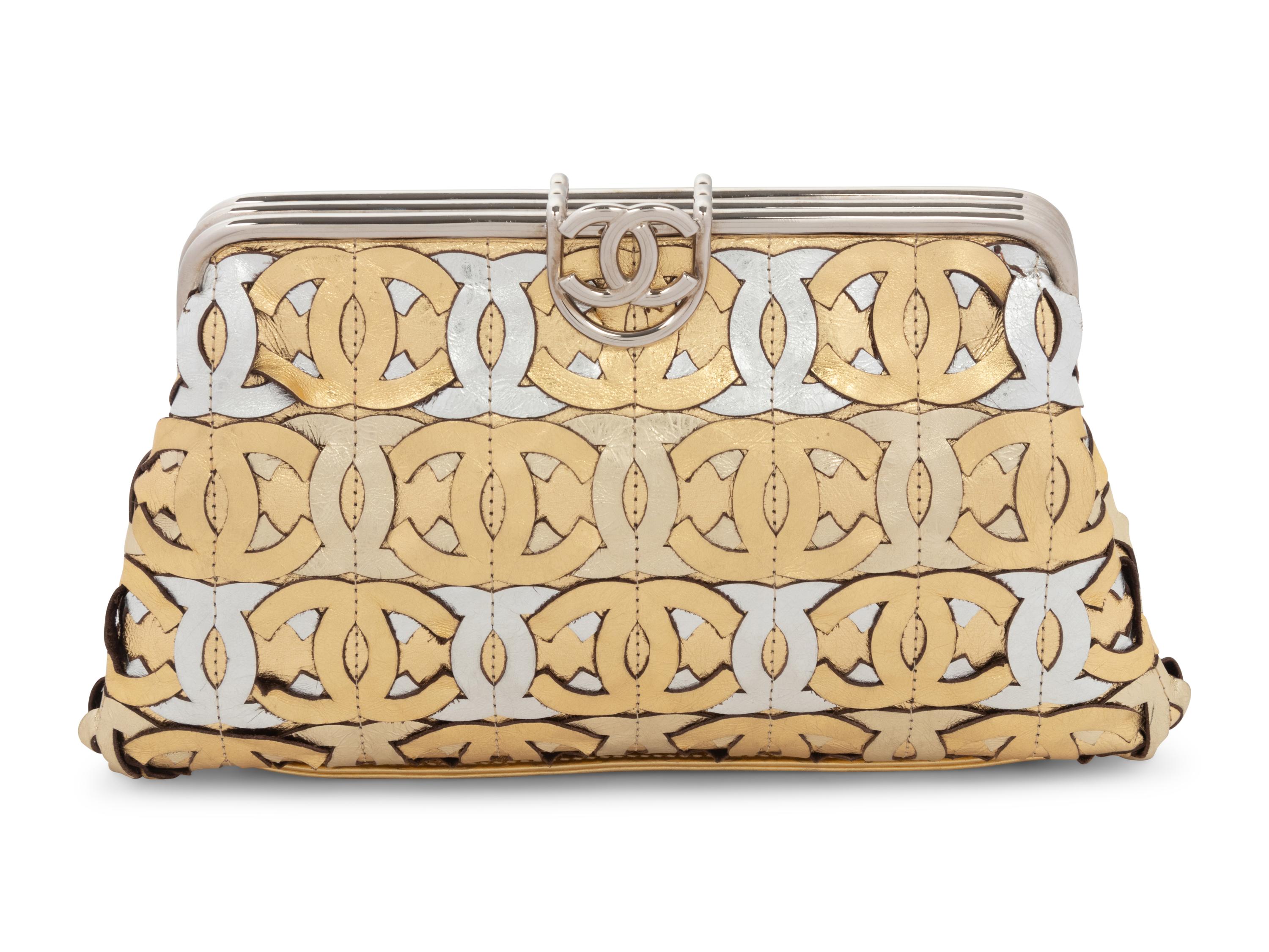 Chanel Die-Cut CC Metallic Leather Frame Clutch Bag, 2008-09