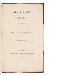 SHELLEY, Percy Bysshe (1792-1822). The Cenci. A Tragedy, in Five Acts . London: C. and J. Ollier, 1821.