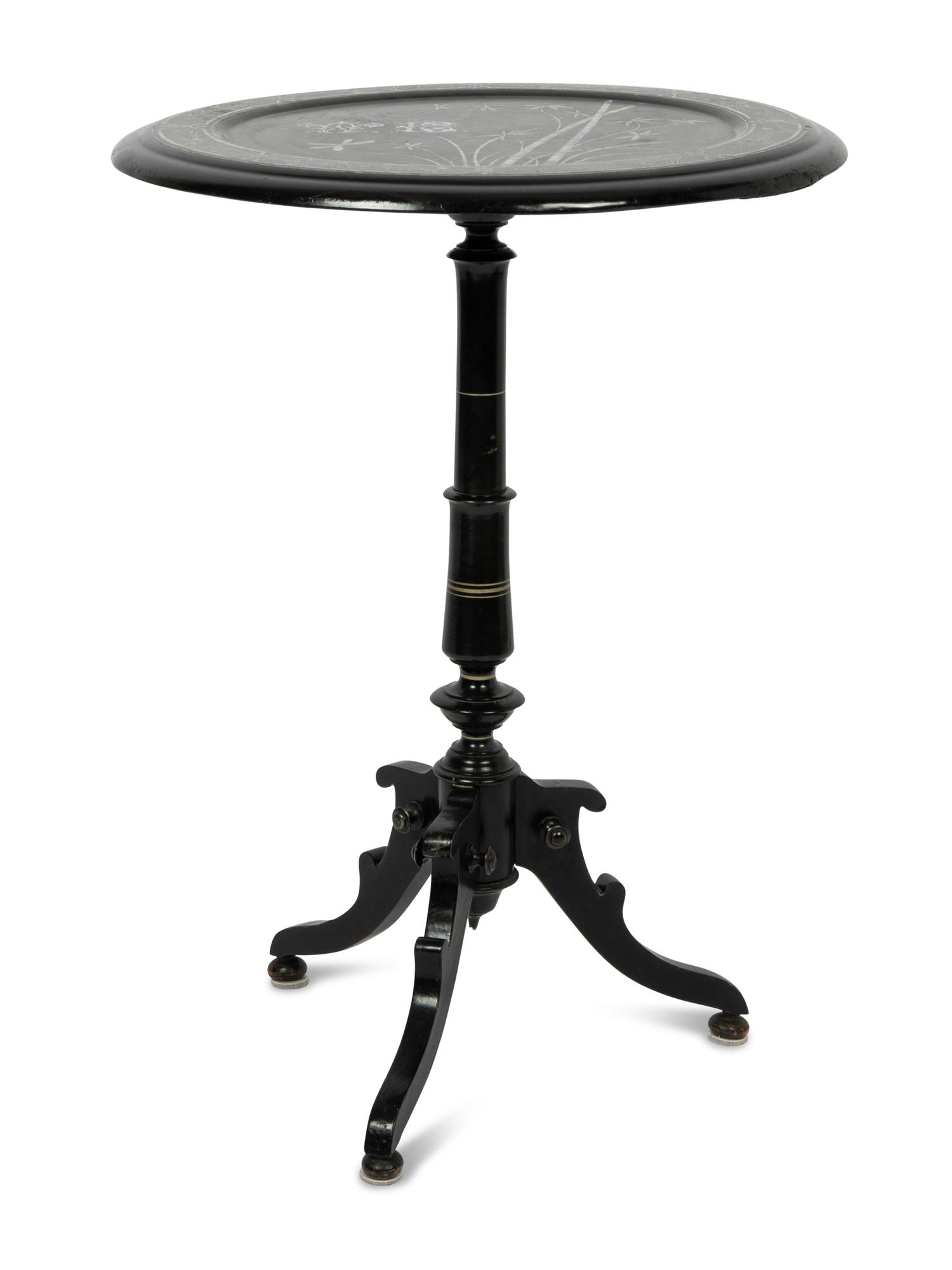 A Victorian Abalone Inlaid Papier Mache Table