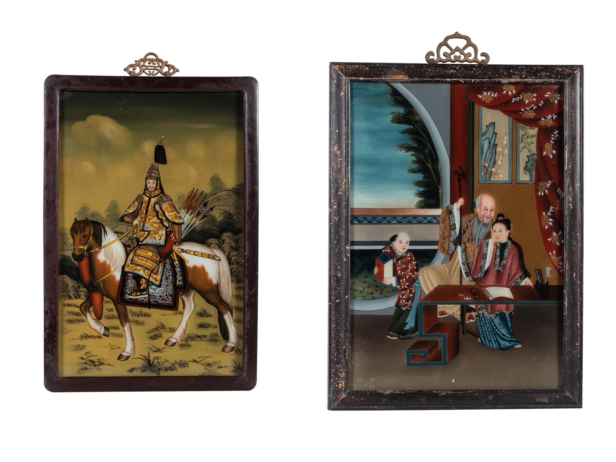 Two Chinese Reverse Glass Paintings