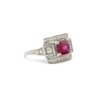 TIFFANY & CO., UNHEATED BURMESE RUBY AND DIAMOND RING