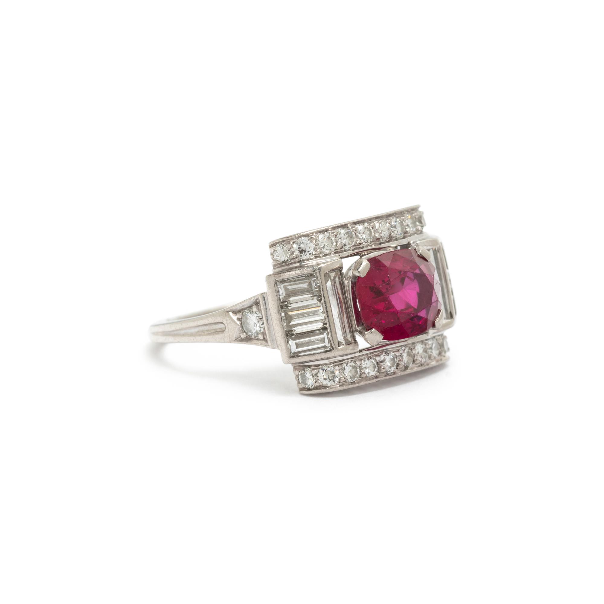 TIFFANY & CO., UNHEATED BURMESE RUBY AND DIAMOND RING