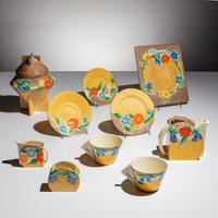 Clarice Cliff (English, 1899–1972) — Petunia pattern , Set of Ten Items