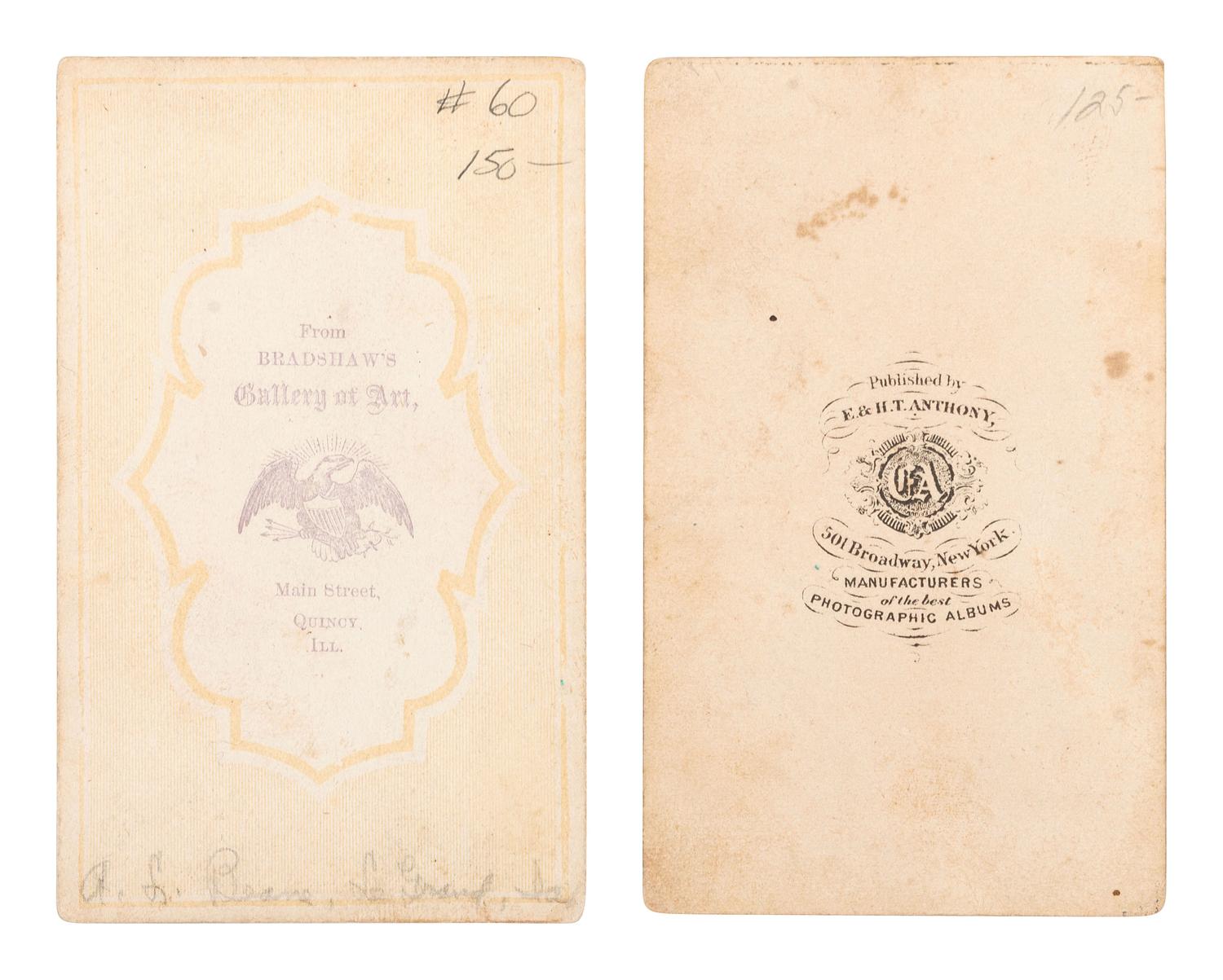 SHERMAN, William Tecumseh (1820-1891). A group of 3 items, including 2 CDVs and an autograph endorsement signed ("W.T. Sherman"), as Major General. Memphis, TN, 25 November 1862.