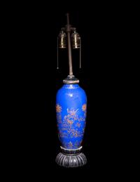 A Chinese Gilt Decorated Powder Blue Glazed Porcelain Vase