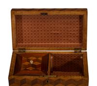 An English Tunbridge Ware Parquetry Tea Caddy