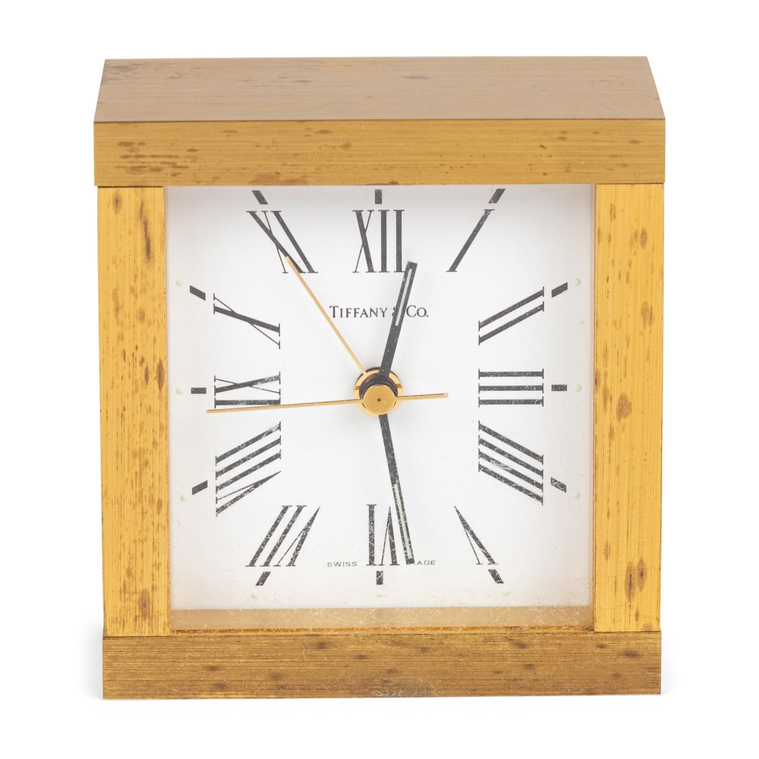A Tiffany and Co. Brass Table Clock