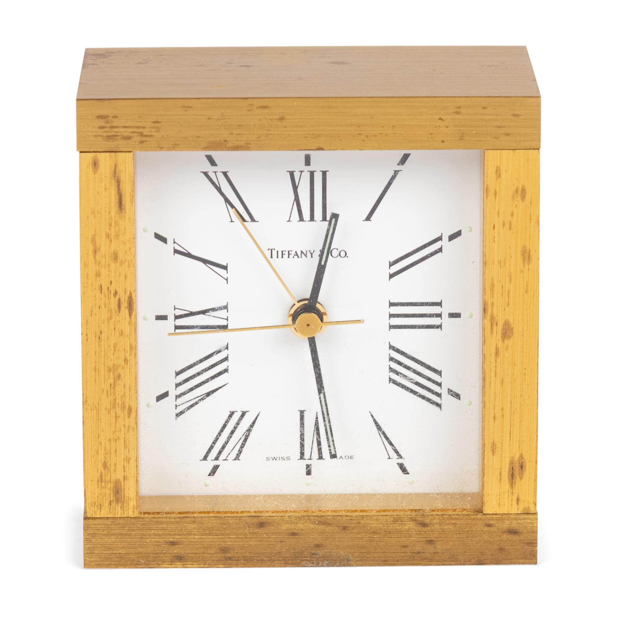 A Tiffany and Co. Brass Table Clock