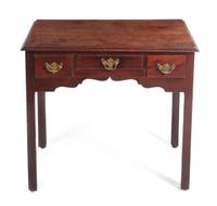 An English Mahogany Writing Table, Height 28 x width 31 x depth 19 inches.