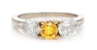 A Bicolor Gold, Fancy Vivid Yellow Diamond and Diamond Ring, 2.30 dwts.