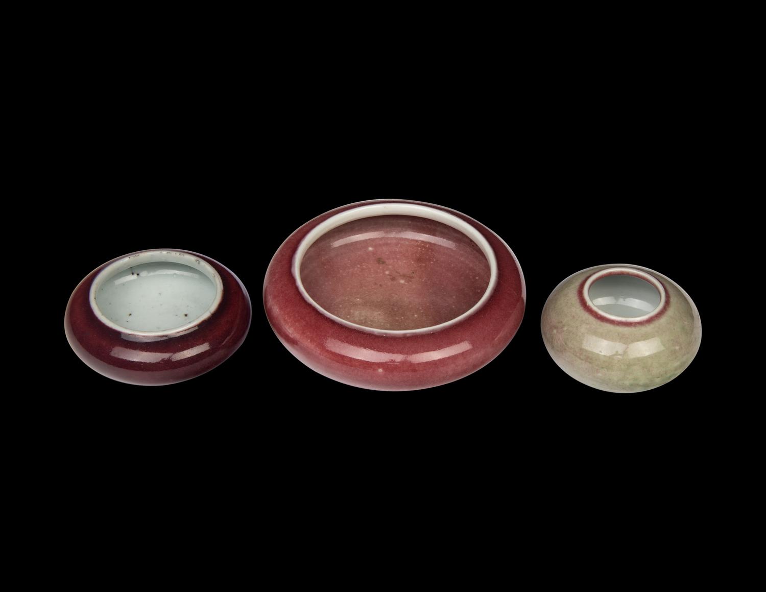 Three Chinese Peach Bloom Glazed Porcelain Washers