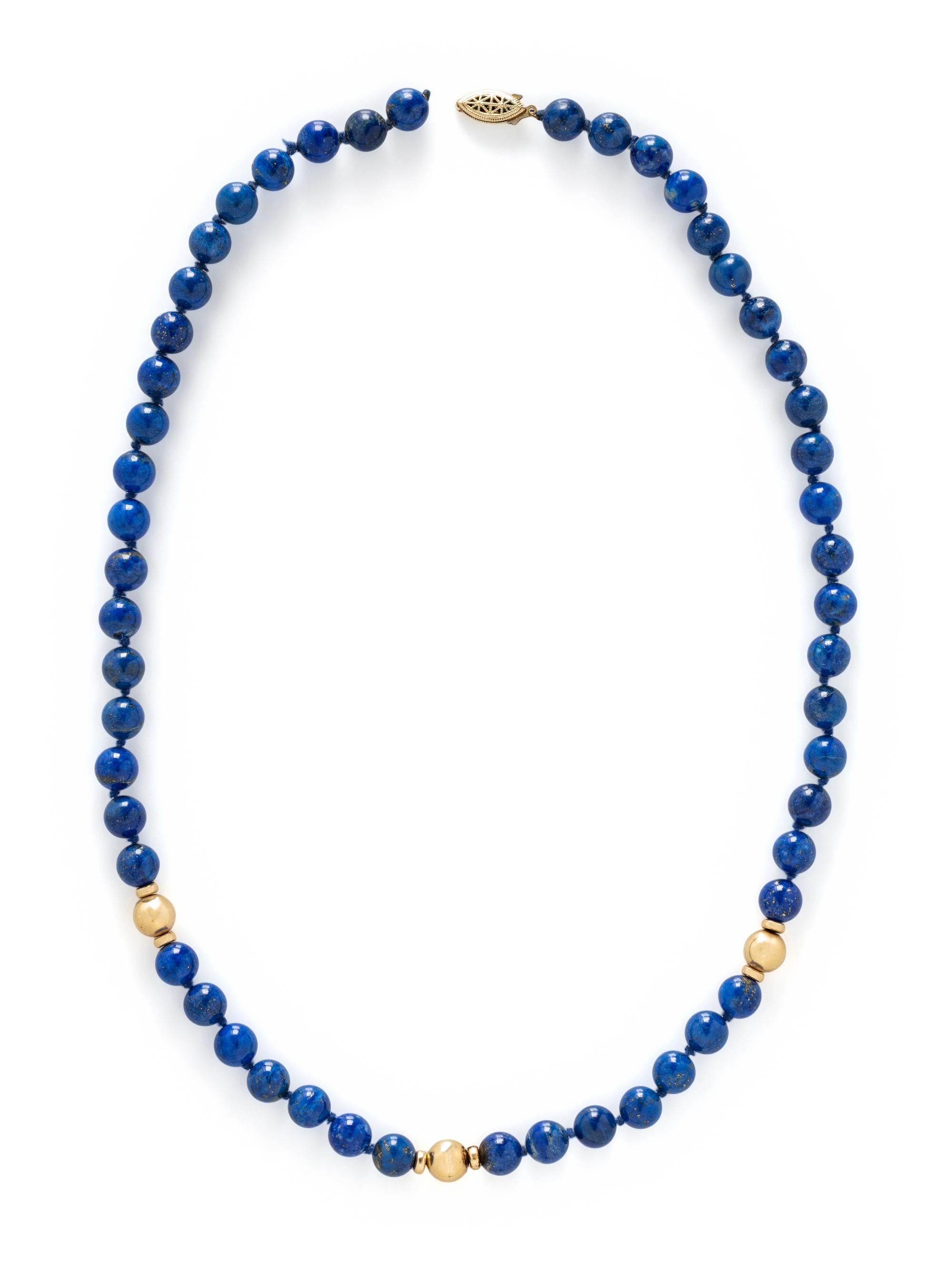 YELLOW GOLD AND LAPIS LAZULI NECKLACE AND BANGLE