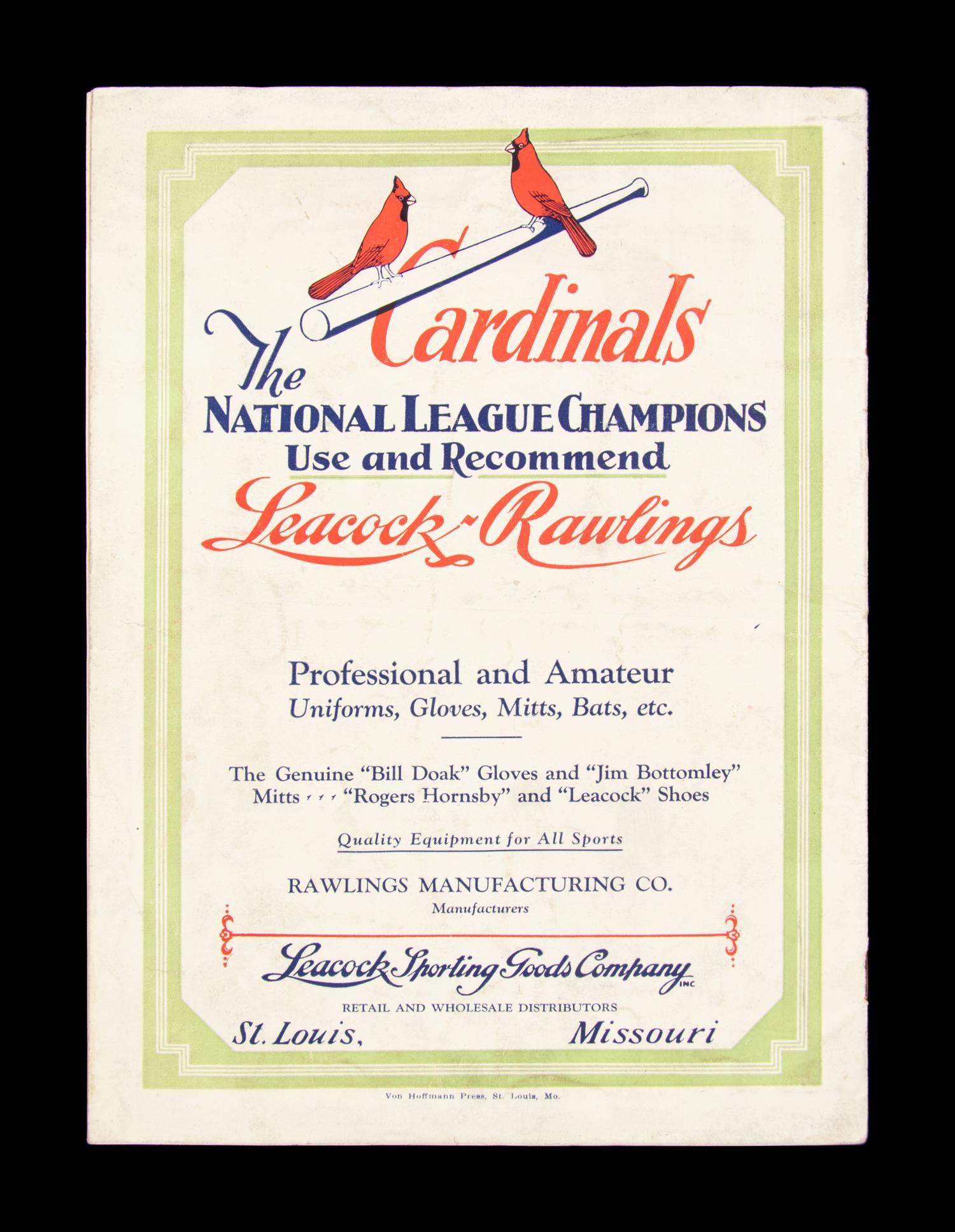 A New York Yankees vs. St. Louis Cardinals 1926 World Series Program