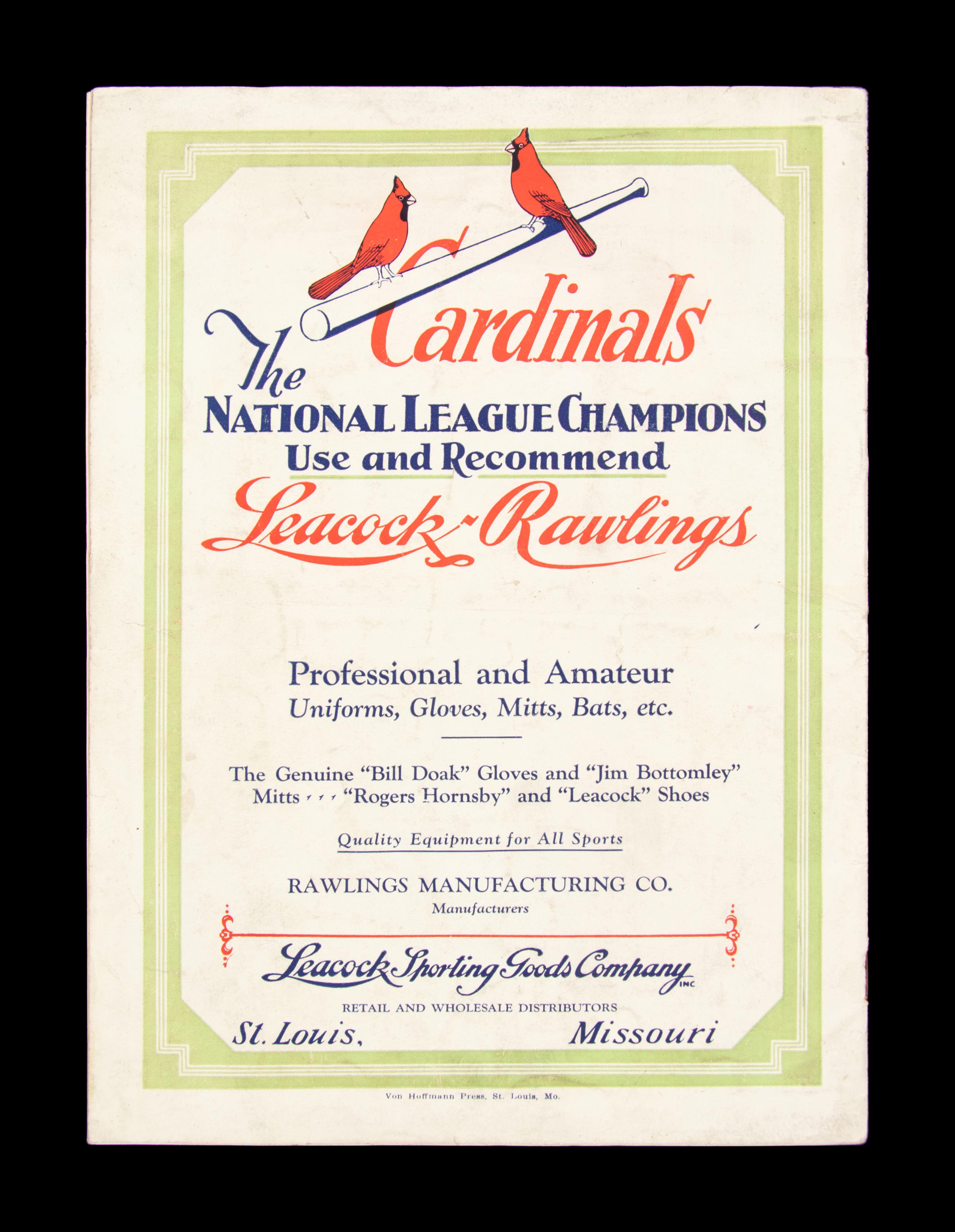 A New York Yankees vs. St. Louis Cardinals 1926 World Series Program