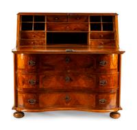 A Continental Burl Walnut Slant-Front Bureau