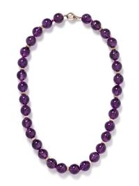 AMETHYST AND STERLING SILVER BEAD NECKLACE