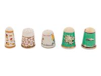Five Continental Painted Porcelain Thimbles