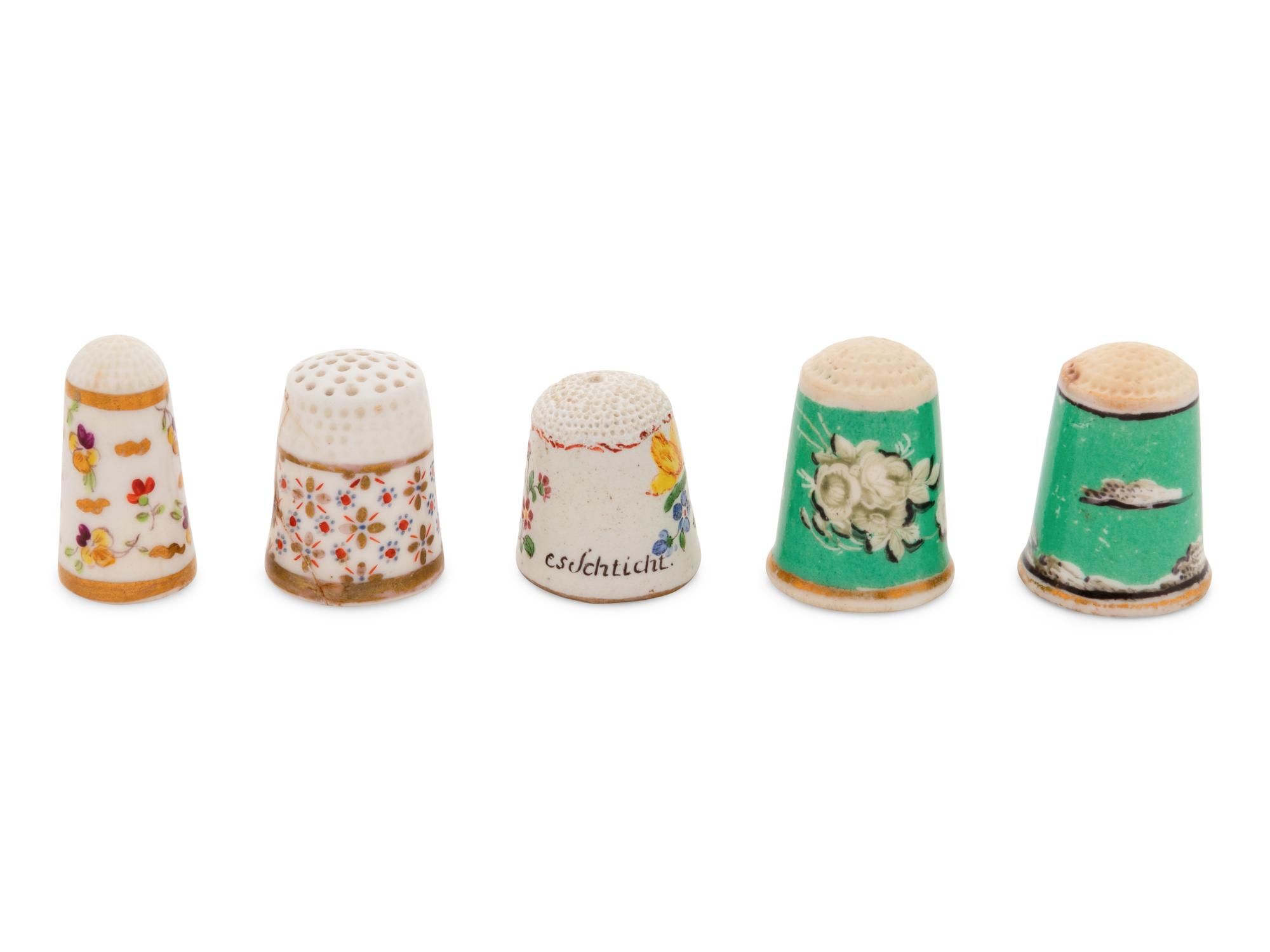 Five Continental Painted Porcelain Thimbles