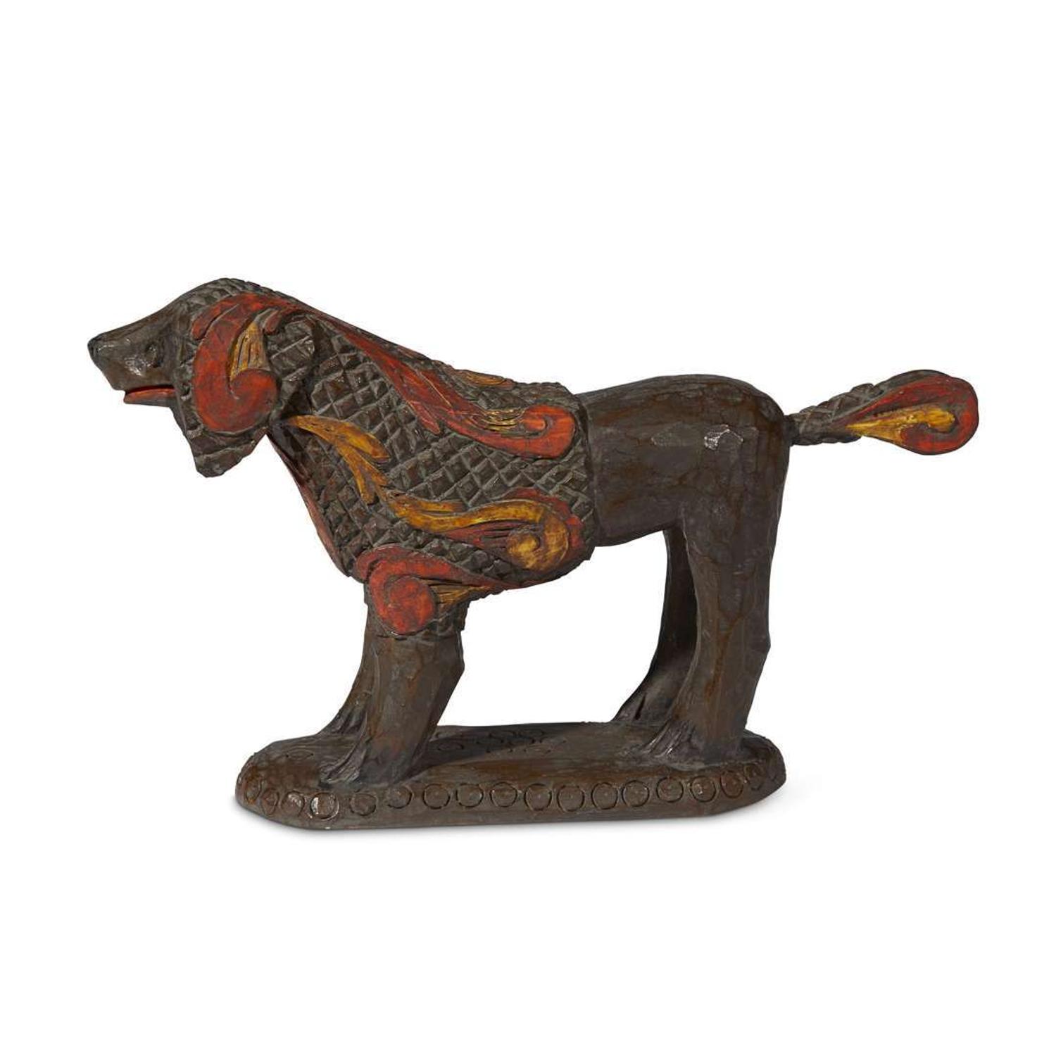 Carved and painted figure of a standing poodle in the manner of Wilhelm Schimmel (1817-1890) Robert Stauffer, late 20th century