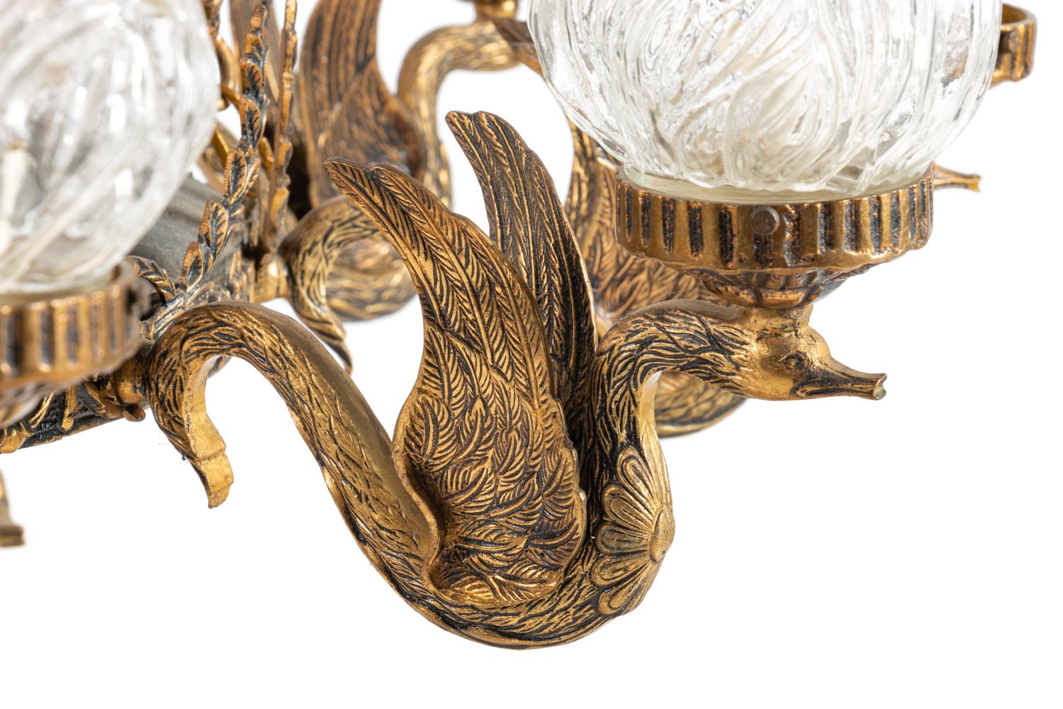A Neoclassical Style Gilt Metal and Glass Fixture