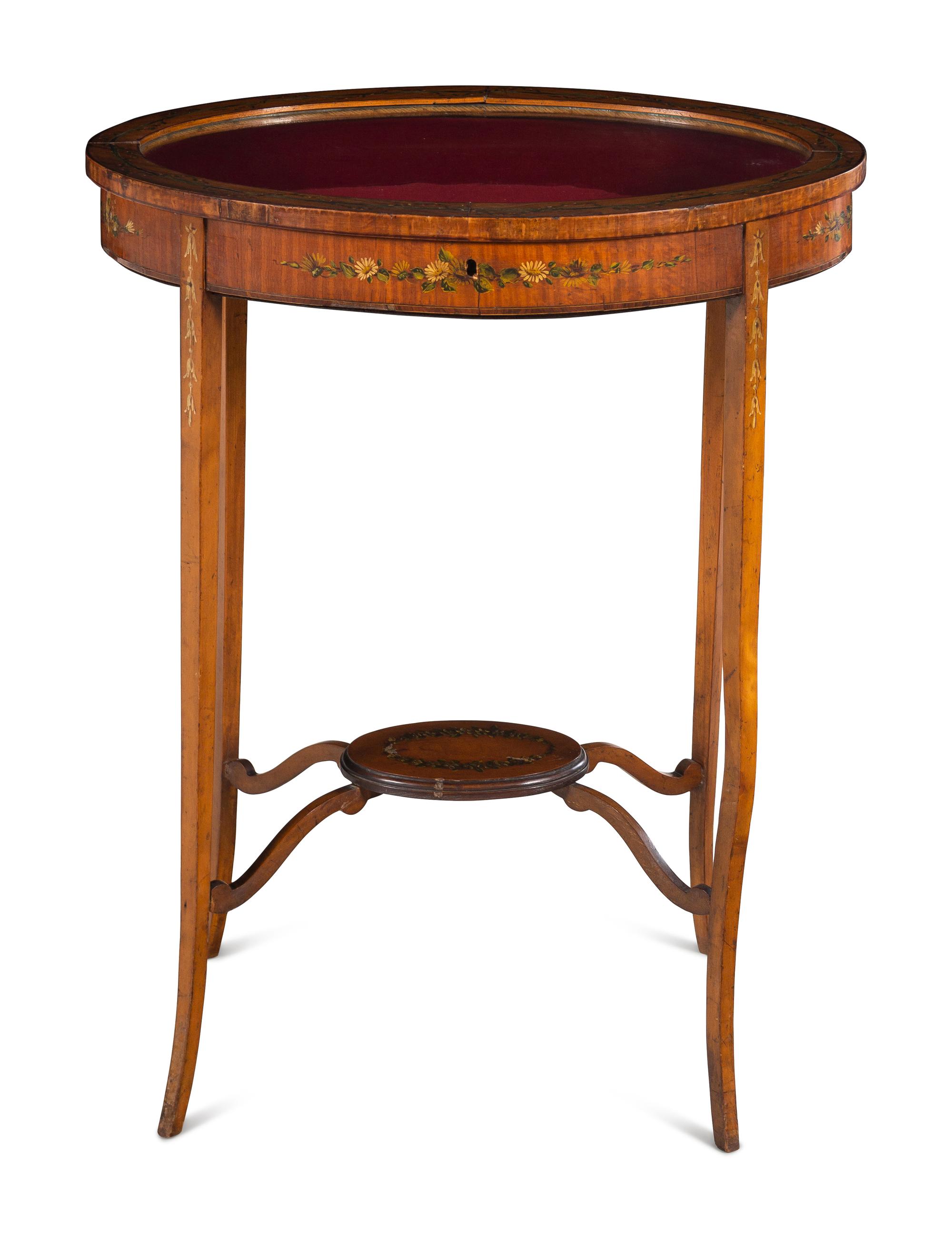An Edwardian Adam Style Satinwood Vitrine Table