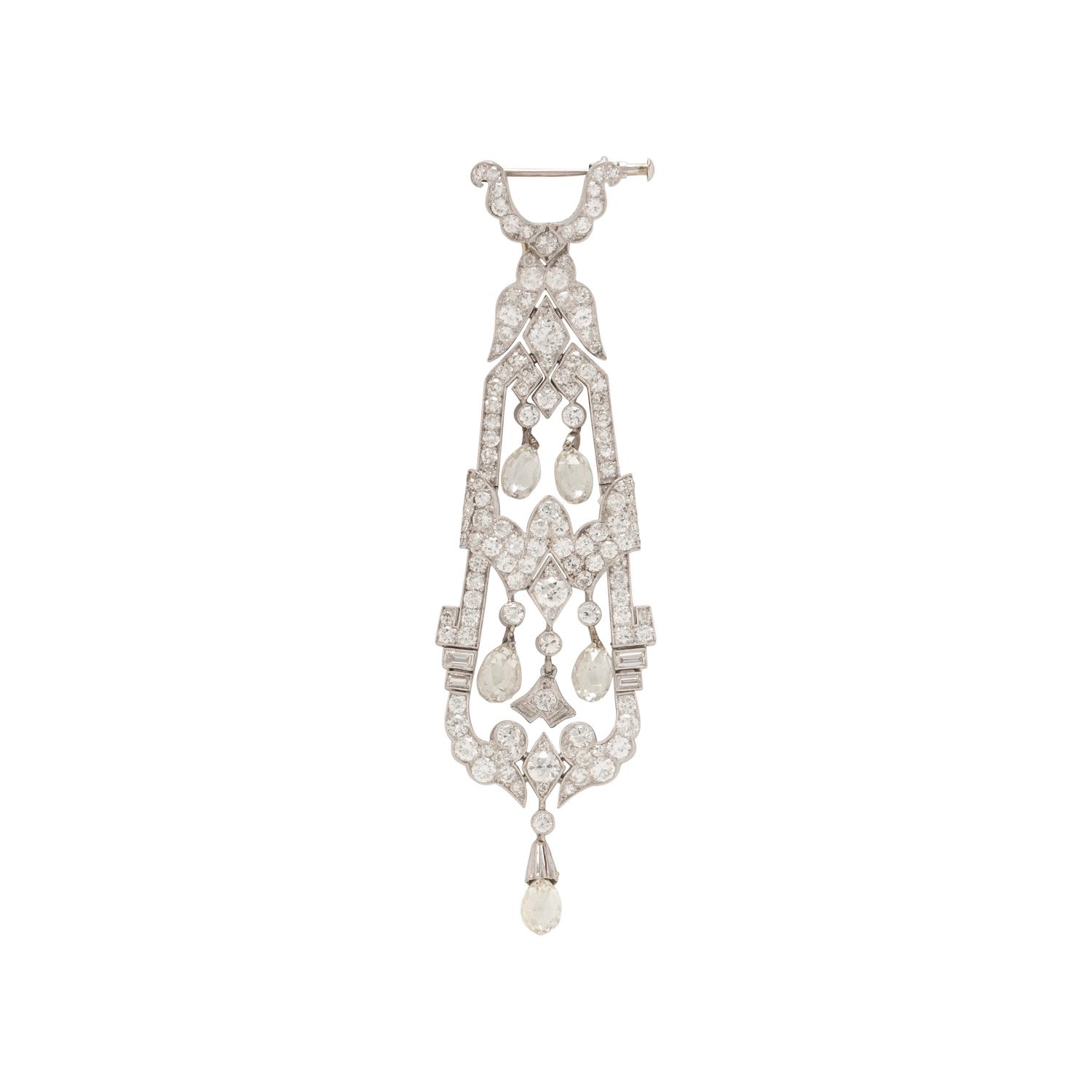 EDWARDIAN, PLATINUM AND DIAMOND PENDANT NECKLACE