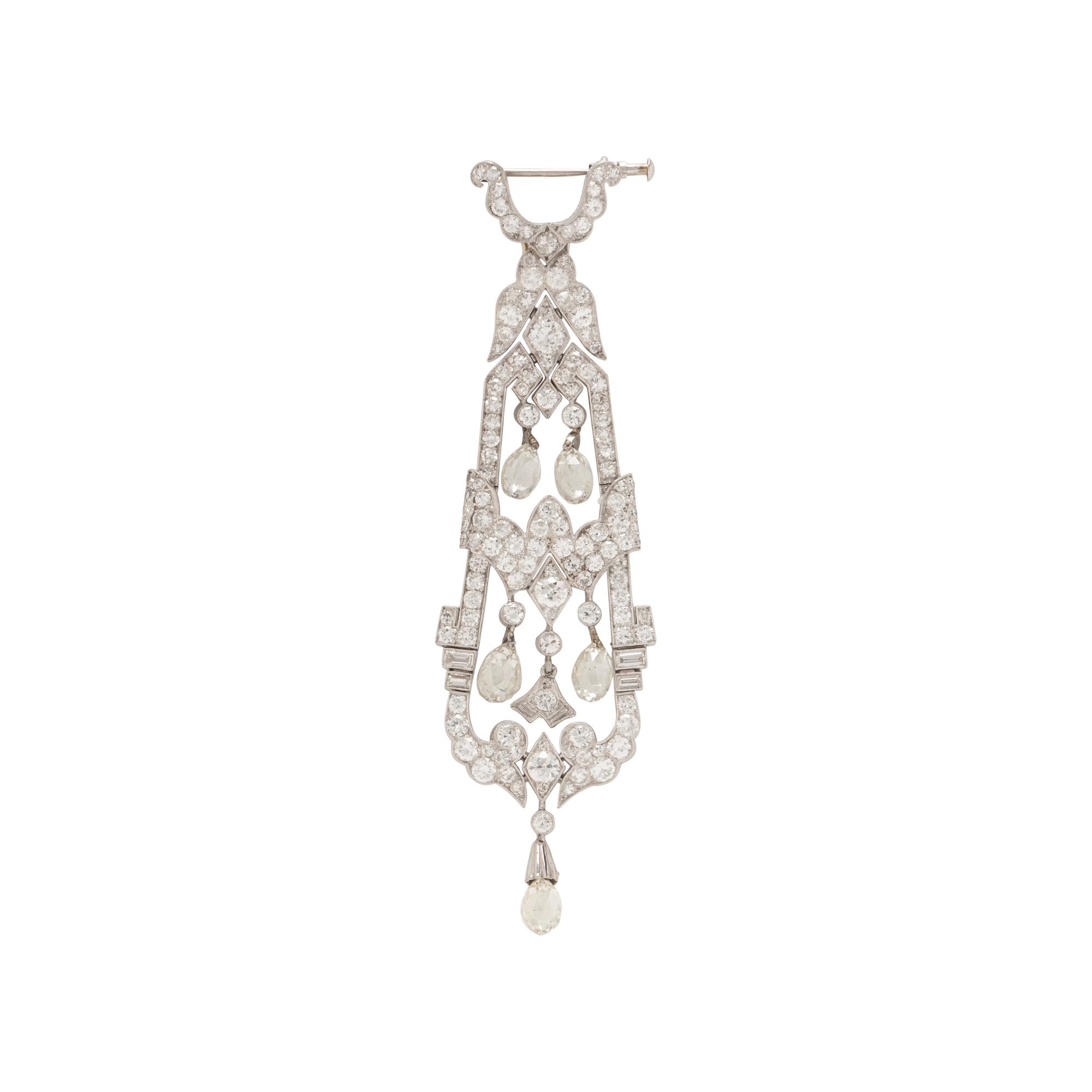 EDWARDIAN, PLATINUM AND DIAMOND PENDANT NECKLACE