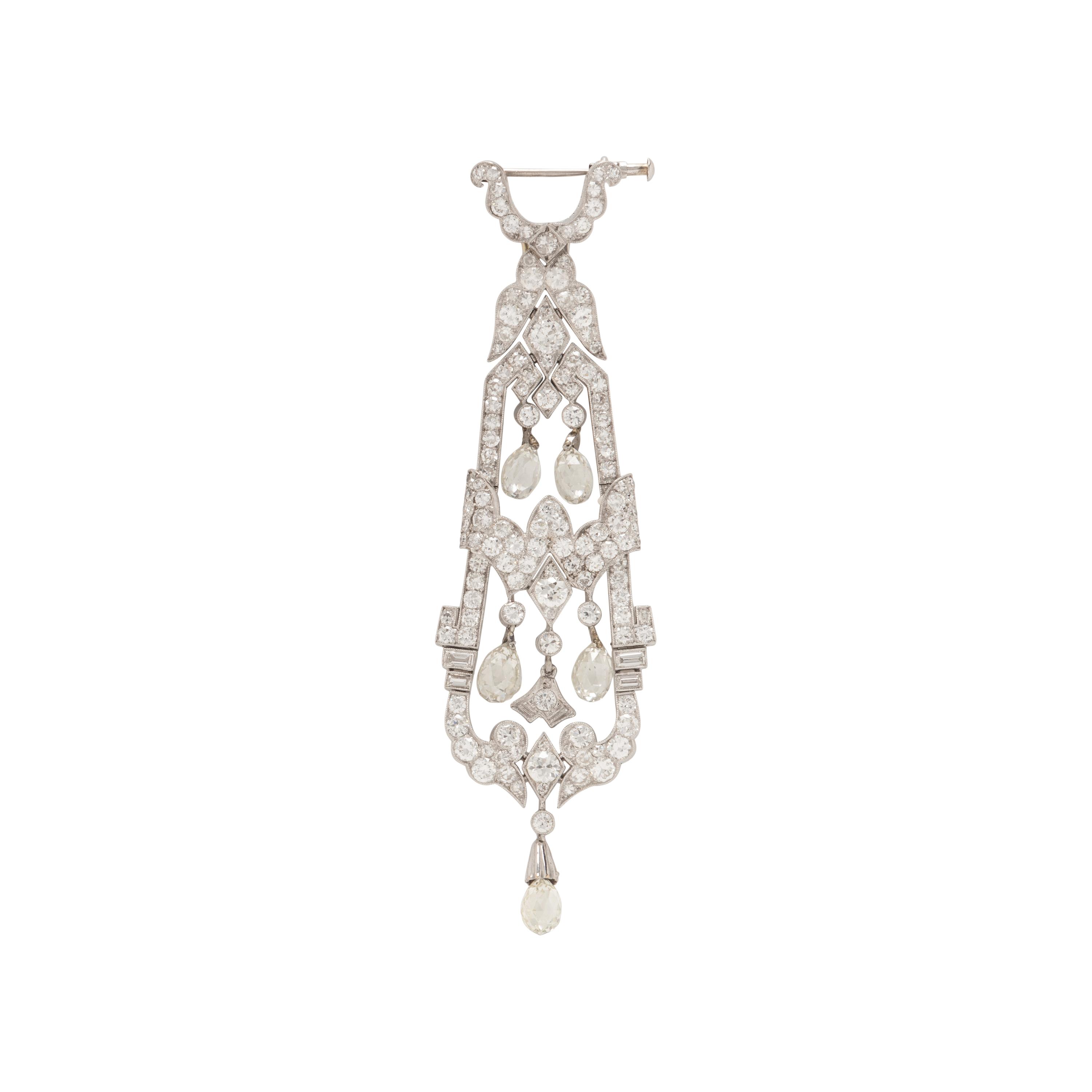 EDWARDIAN, PLATINUM AND DIAMOND PENDANT NECKLACE