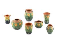 A Group of Seven Roseville Pottery Vases
