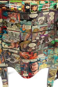 A Pair of Comic-Découpaged Small Commodes