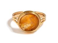 A Roman Agate Ring Stone with a Centaur — Set in a gold ring