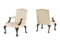 A Pair of George II Style Mahogany Library Chairs