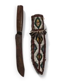 Central Plains Beaded Hide Knife Sheath, with Knife