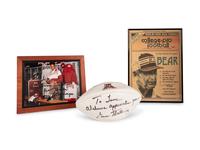 A Group of University of Alabama Football Signed Autographs Including Paul Bear Bryant (Beckett Authentication Services BAS Certified),