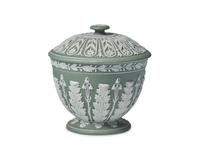A Wedgwood Green and White Jasperware Covered Bowl