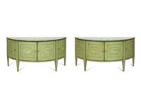 A Pair of Italian Neoclassical Style Painted Demilune Cabinets