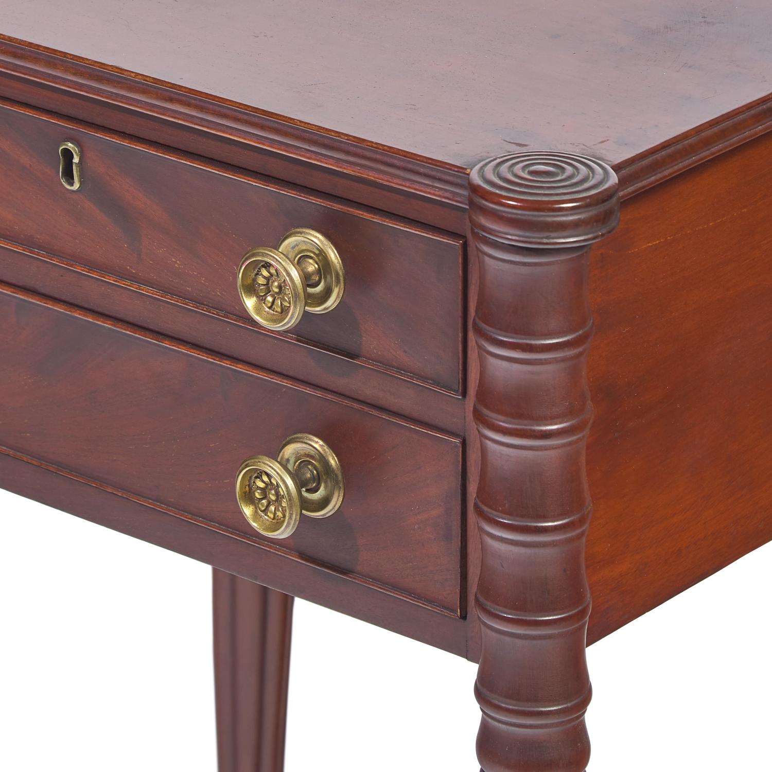 Two Federal Carved Mahogany Two-Door Sewing Stands