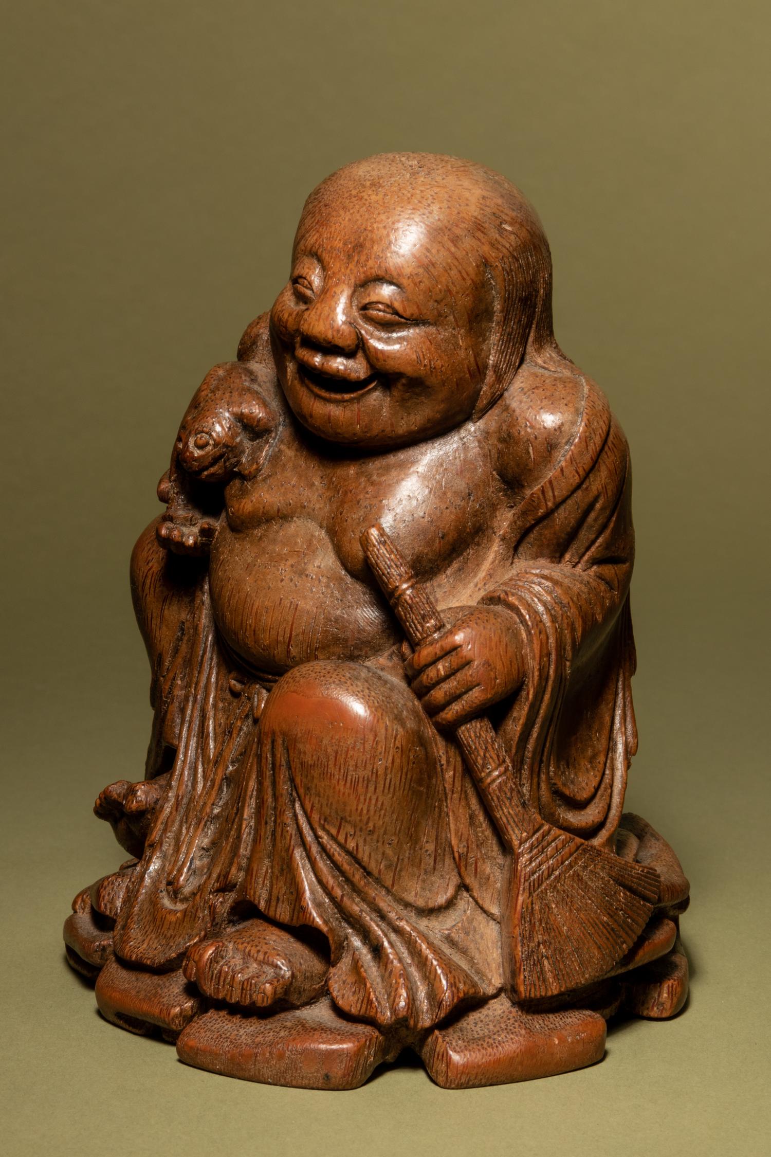 A Carved Bamboo Figure of Liuhai and Toad
