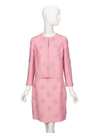 Valentino, Pink Floral Appliqué Skirt Suit