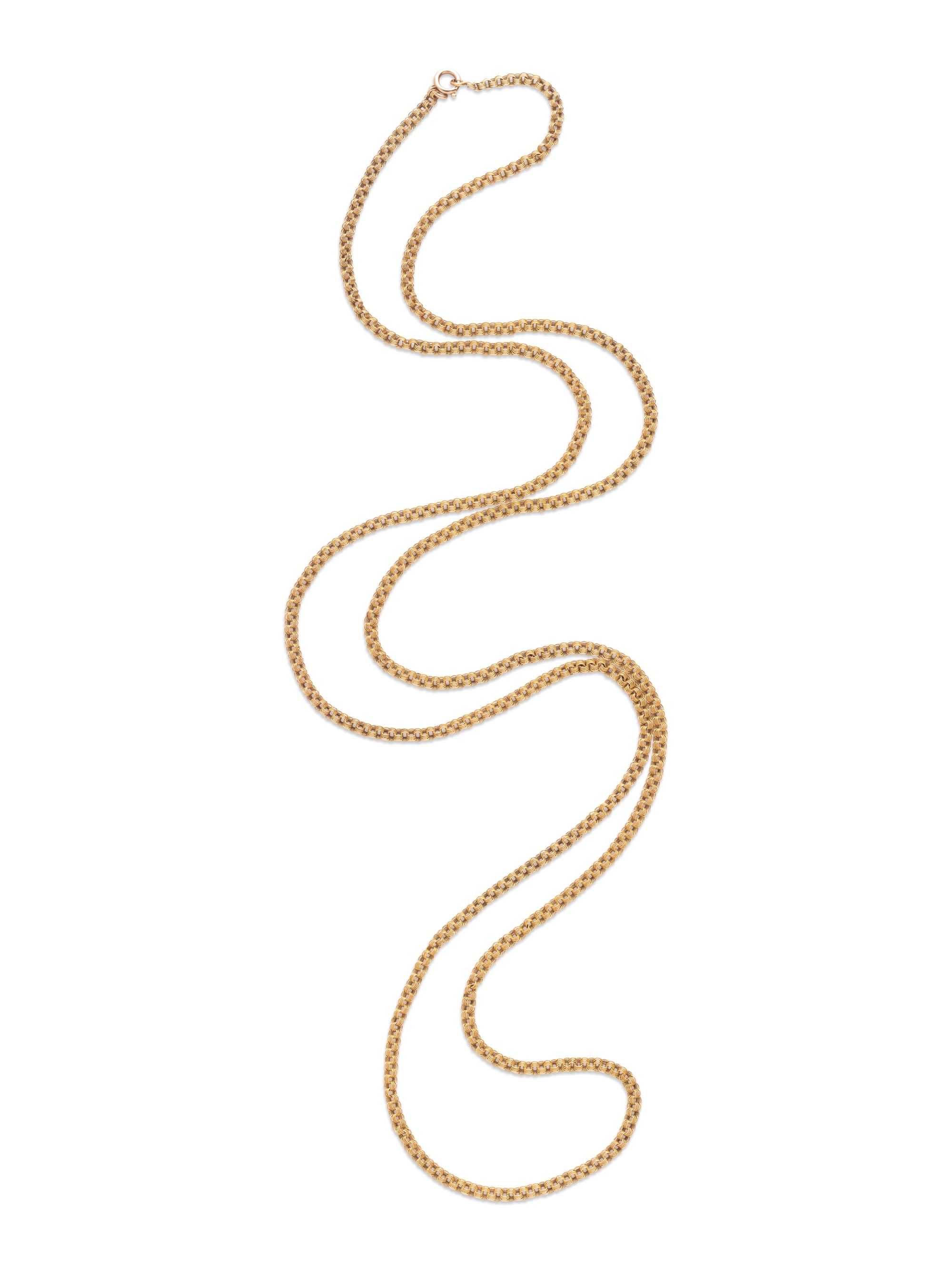 RUSSIAN, ANTIQUE, YELLOW GOLD LONGCHAIN