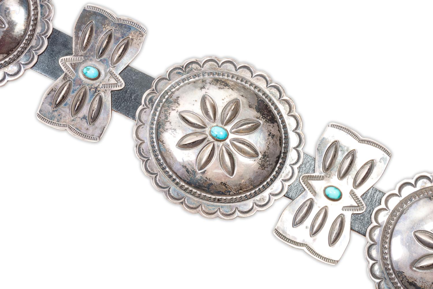 Silver and Turquoise Concha Belt